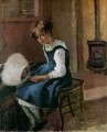 jeanne sosteniendo un abanico Camille Pissarro